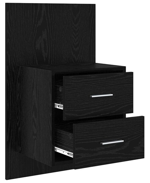 Fali éjjeli szekrény 2 pcs Fekete tölgy 48,5 x 32,5 x 80 cm