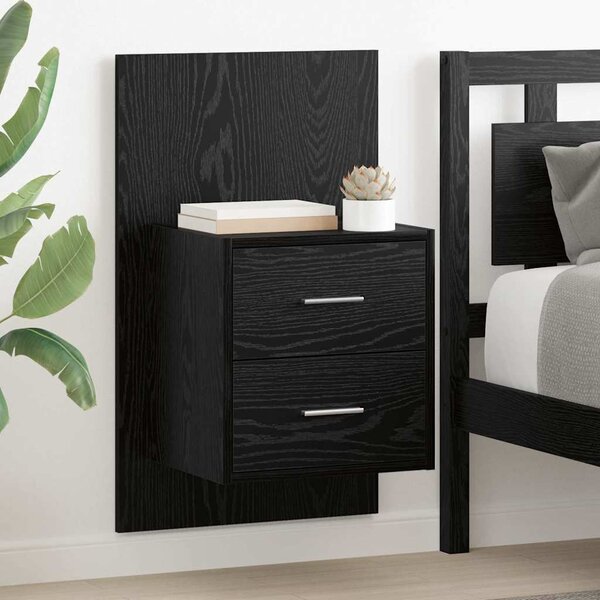Fali éjjeli szekrény 2 pcs Fekete tölgy 48,5 x 32,5 x 80 cm