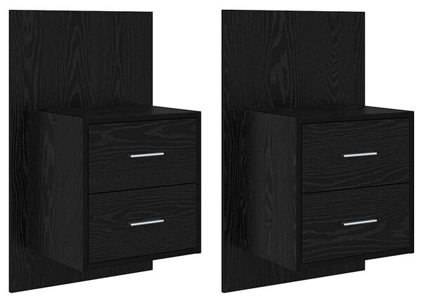 Fali éjjeli szekrény 2 pcs Fekete tölgy 48,5 x 32,5 x 80 cm