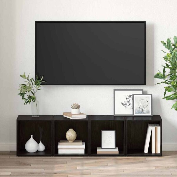 TV szekrény 2 pcs Fekete 37 x 35 x 37 cm Faanyag
