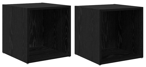 TV szekrény 2 pcs Fekete 37 x 35 x 37 cm Faanyag
