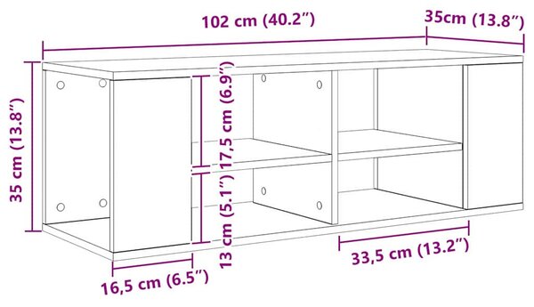 Fali TV szekrény Régi fa 102 x 35 x 35 cm Faanyag
