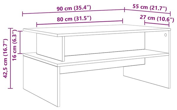 Dohányzóasztal Musta tammi 90 x 55 x 42.5 cm Faanyag
