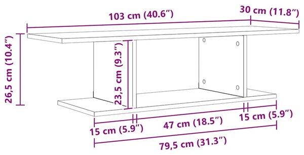 TV szekrény Fekete 103 x 30 x 26,5 cm Faanyag