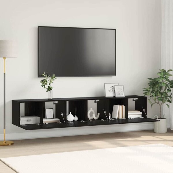 TV szekrény 3 pcs Fekete 60 x 30 x 30 cm Faanyag