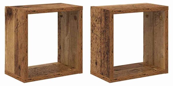 Fali Polcok polcokkal 2 pcs Régi fa 26 x 15 x 26 cm Faanyag