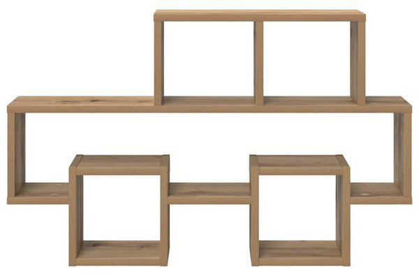 Falpolc polcokkal kézműves tölgy 82 x 15 x 51 cm Faanyag