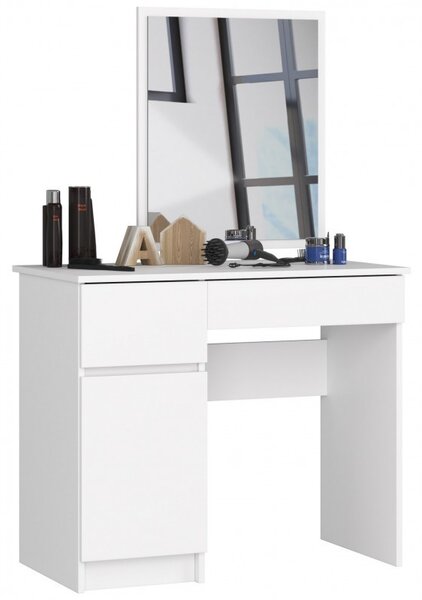 Öltözködő, fésülködő asztal tükörrel fehér 90x50cm