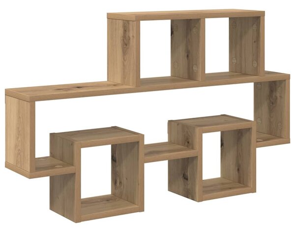 Falpolc polcokkal kézműves tölgy 82 x 15 x 51 cm Faanyag