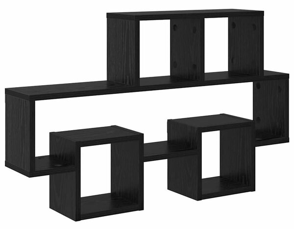 Falpolc polcokkal tárolóval Musta tammi 82 x 15 x 51 cm Faanyag