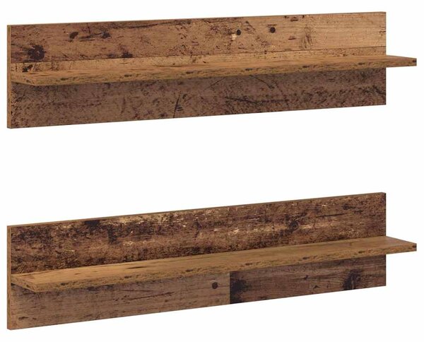 Falpolcok polcokkal 2 pcs Régi fa 80 x 11.5 x 18 cm Faanyag