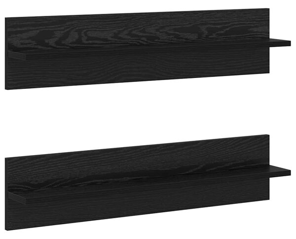 Falpolcok polcokkal 2 pcs Musta tammi 80 x 11.5 x 18 cm Faanyag