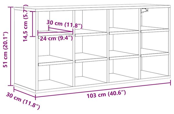 Cipősszekrény polcokkal Musta tammi 103 x 30 x 51 cm Faanyag