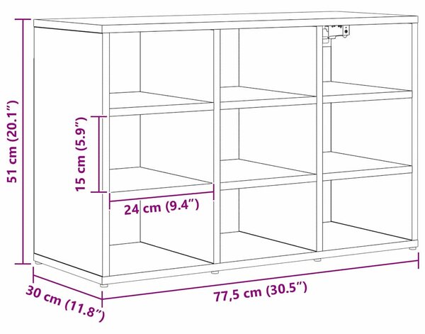 Cipősszekrény polcokkal Musta tammi 77.5 x 30 x 51 cm Faanyag