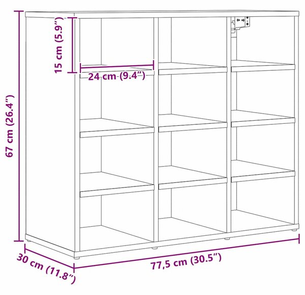 Cipősszekrény polcokkal Régi fa 77.5 x 30 x 67 cm Faanyag