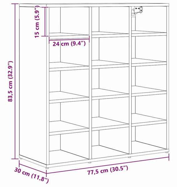 Cipősszekrény polcokkal Régi fa 77.5 x 30 x 83.5 cm Faanyag