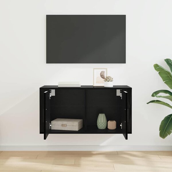 Fali TV Szekrény Musta tammi 80 x 34.5 x 40 cm Faanyag