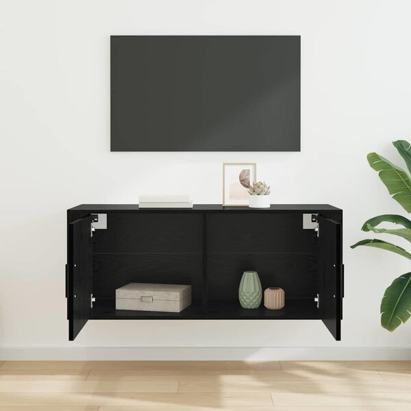 Fali TV Szekrény 100 x 34,5 x 40 cm Fekete tölgy Szerelt Fa