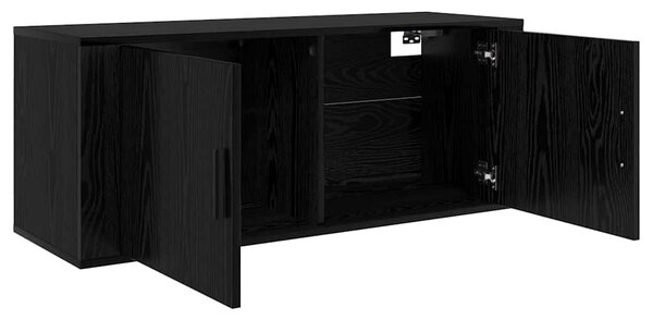 Fali TV Szekrény 100 x 34,5 x 40 cm Fekete tölgy Szerelt Fa