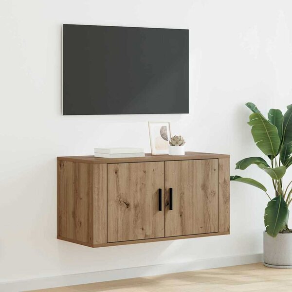 Fali TV Szekrény 80 x 34.5 x 40 cm kézműves tölgy Szerelt Fa