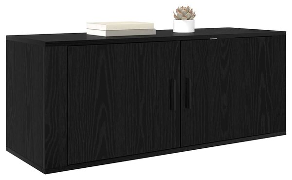 Fali TV Szekrény 100 x 34,5 x 40 cm Fekete tölgy Szerelt Fa
