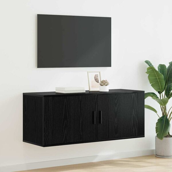 Fali TV Szekrény 100 x 34,5 x 40 cm Fekete tölgy Szerelt Fa