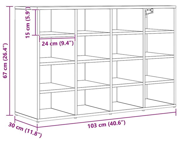 Cipősszekrény polcokkal Régi fa 103 x 30 x 67 cm Faanyag