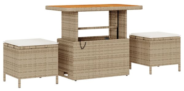Kerti Kanapé Szett párnával 10 pcs Beige és krém Poly Rattan