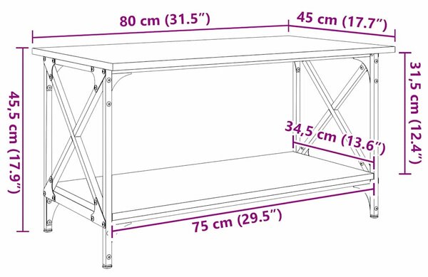 Dohányzóasztal Régi fa 80 x 45 x 45.5 cm Faanyag