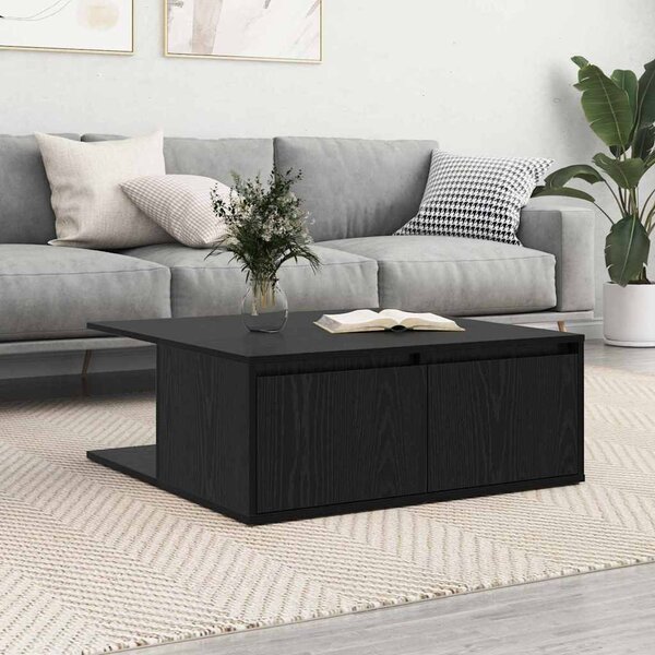 Dohányzóasztal with Drawer Musta tammi 80 x 80 x 31 cm Faanyag