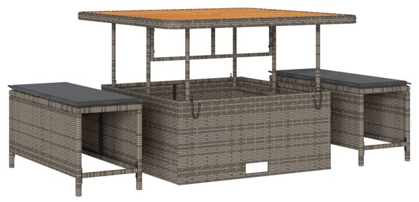 Kerti Kanapé Szett 11 db Szürke Poli rattan