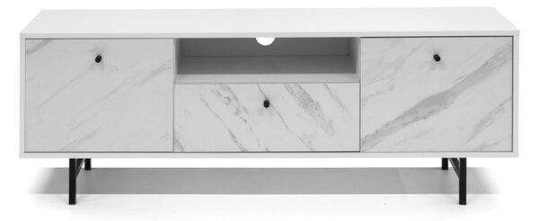 NEROLI TV asztal, 150x54x41, fehér/fehér márvány