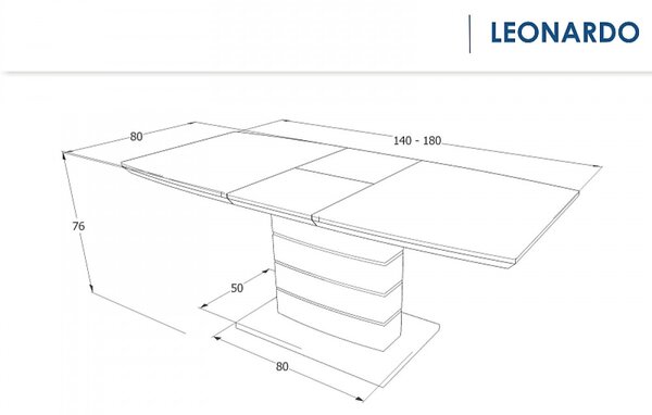 Leonardo bővíthető étkezőasztal beton 140-180cm