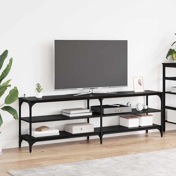 VidaXL TV szekrény Fekete tölgy 160 x 30 x 50 cm Műszaki fa és vas