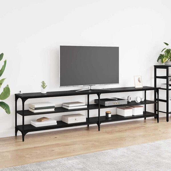 VidaXL TV szekrény Fekete tölgy 200 x 30 x 50 cm Műszaki fa és vas