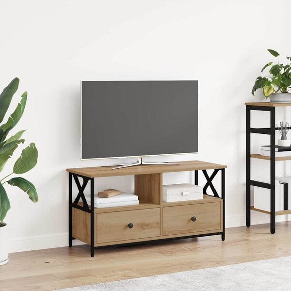 TV szekrény 90 x 33 x 45 cm Artisan tölgy Műszaki fa és acél