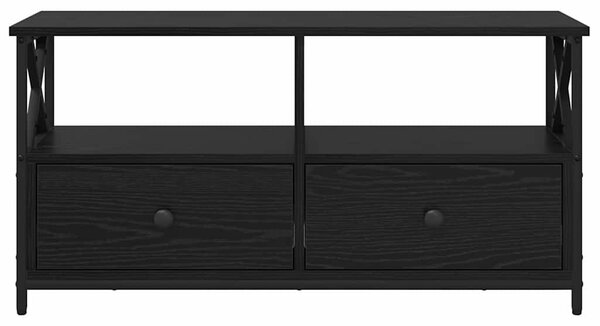 TV szekrény Fekete tölgy 90 x 33 x 45 cm Műszaki fa és acél