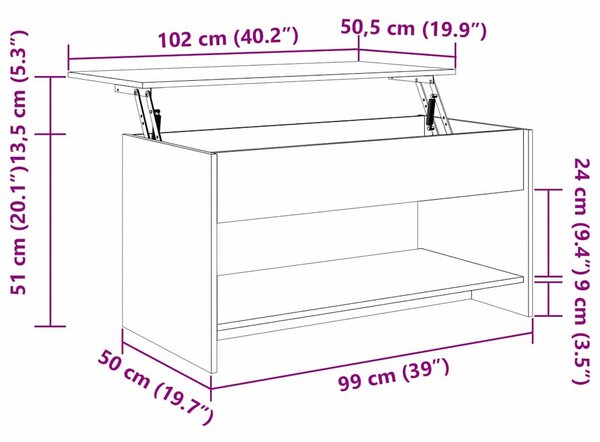 Dohányzóasztal Régi fa 102 x 50 x 52.5 cm Faanyag