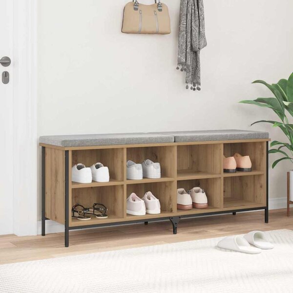 Cipőszekrény 131 x 35 x 50 cm Műszaki fa és vas Kézműves Tölgy
