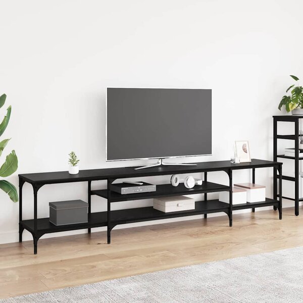 VidaXL TV szekrény Fekete tölgy 201 x 35 x 45 cm Műszaki fa és vas