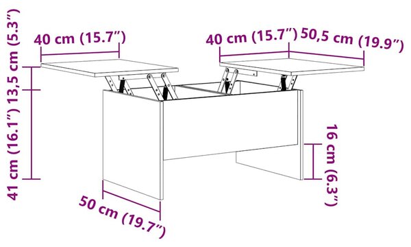 Dohányzóasztal Musta tammi 80 x 50,5 x 42,5 cm Faanyag
