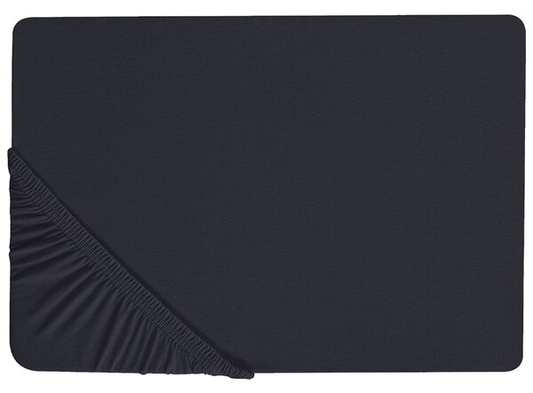 Fekete pamut gumis lepedő 180 x 200 cm JANBU