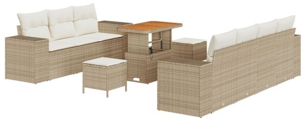 Kerti Kanapé Szett párnával 10 pcs Beige és krém Poly Rattan