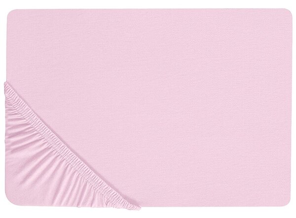 Rózsaszín pamut gumis lepedő 140 x 200 cm JANBU