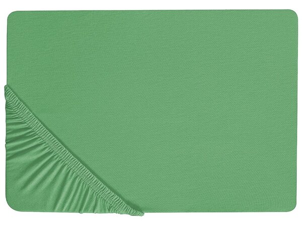 Zöld pamut gumis lepedő 180 x 200 cm JANBU