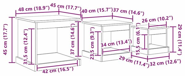 Dohányzóasztal 3 pcs Artisan tölgy Faanyag