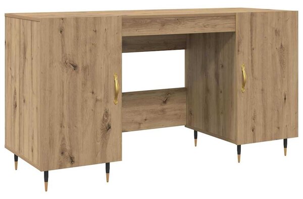 Asztal polcokkal kézműves tölgy 140 x 50 x 75 cm Faanyag