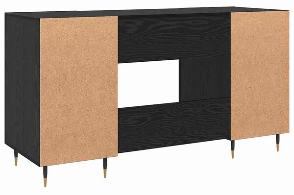 Asztal polcokkal tárolóval Musta tammi 140 x 50 x 75 cm Faanyag