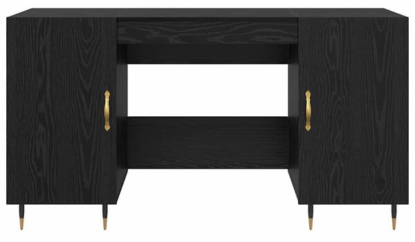 Asztal polcokkal tárolóval Musta tammi 140 x 50 x 75 cm Faanyag