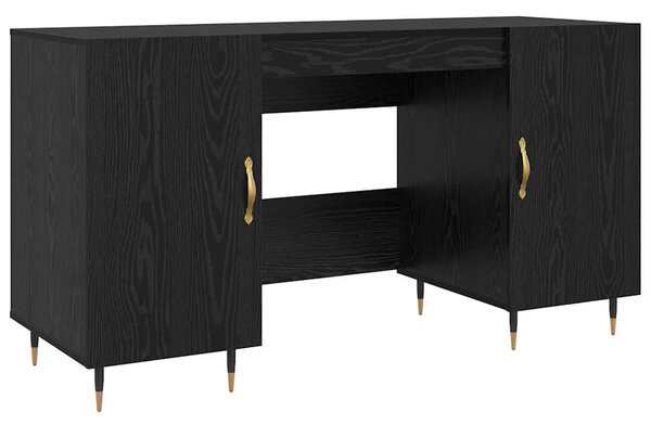 Asztal polcokkal tárolóval Musta tammi 140 x 50 x 75 cm Faanyag